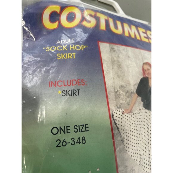 Alexanders Costumes Sock Hop Skirt One Size White Black Polka Dot Retro NEW - Picture 3 of 6